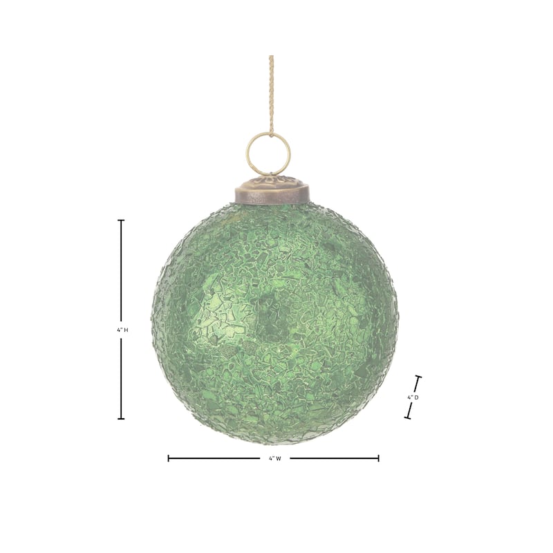 4" Metallic Crackle Glass Ball Ornament Set of 3