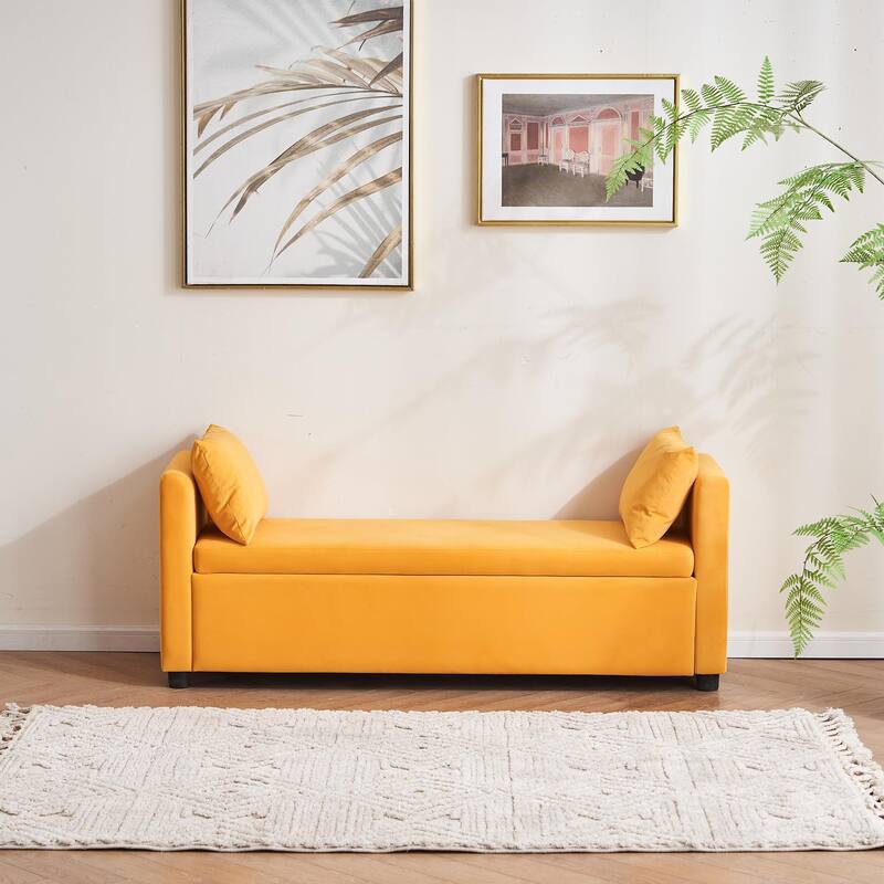 Velvet Storage Bench for Bedroom,End of Bed Bench for King Size Bed, Modern Upholstered Long Ottoman Bench for Entryway