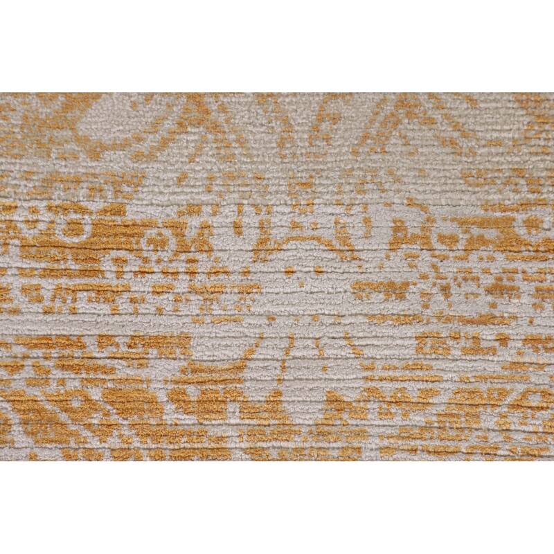 Gold Modern Abstract Accent Rug Handmade Wool Carpet - 2'8"x 4'9"