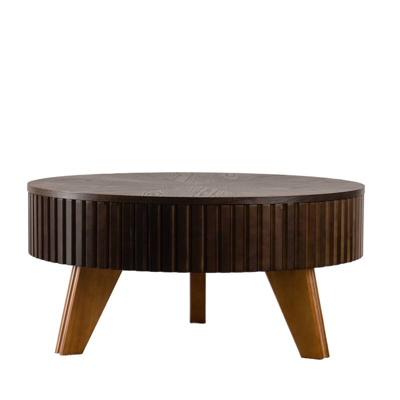 Retro Round Retro Coffee Table with 3 Legs for Living Room