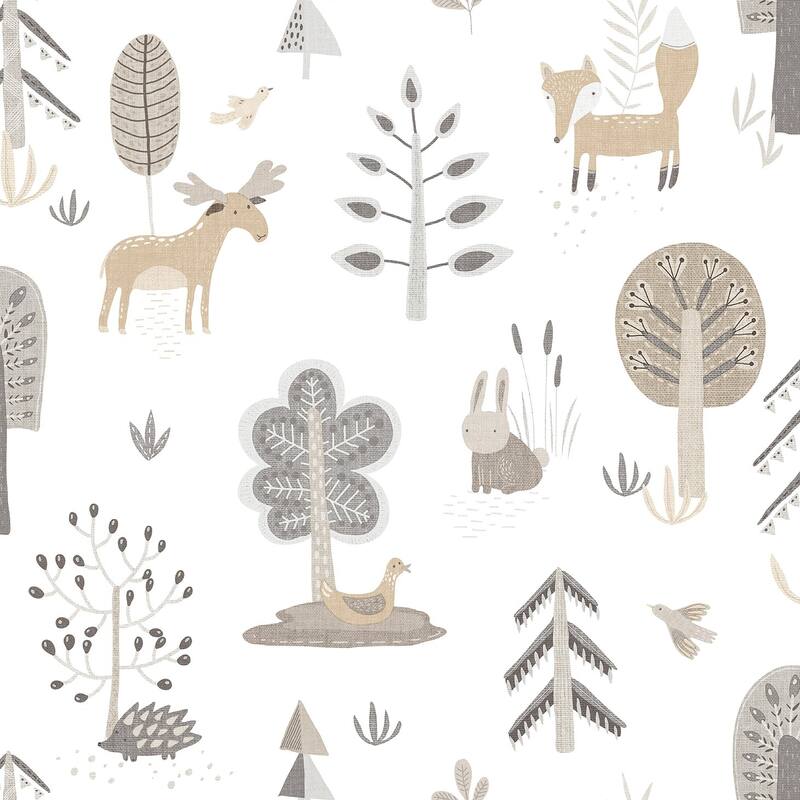 Galerie Wallcoverings Little Explorers 2 Country Animals Non-woven Matte Wallpaper Roll - 33 feet x 21 inches - Grey