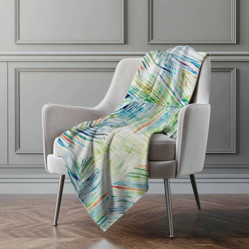Premium Machine Washable ASB199 Modern Palms Sherpa Throw Blanket