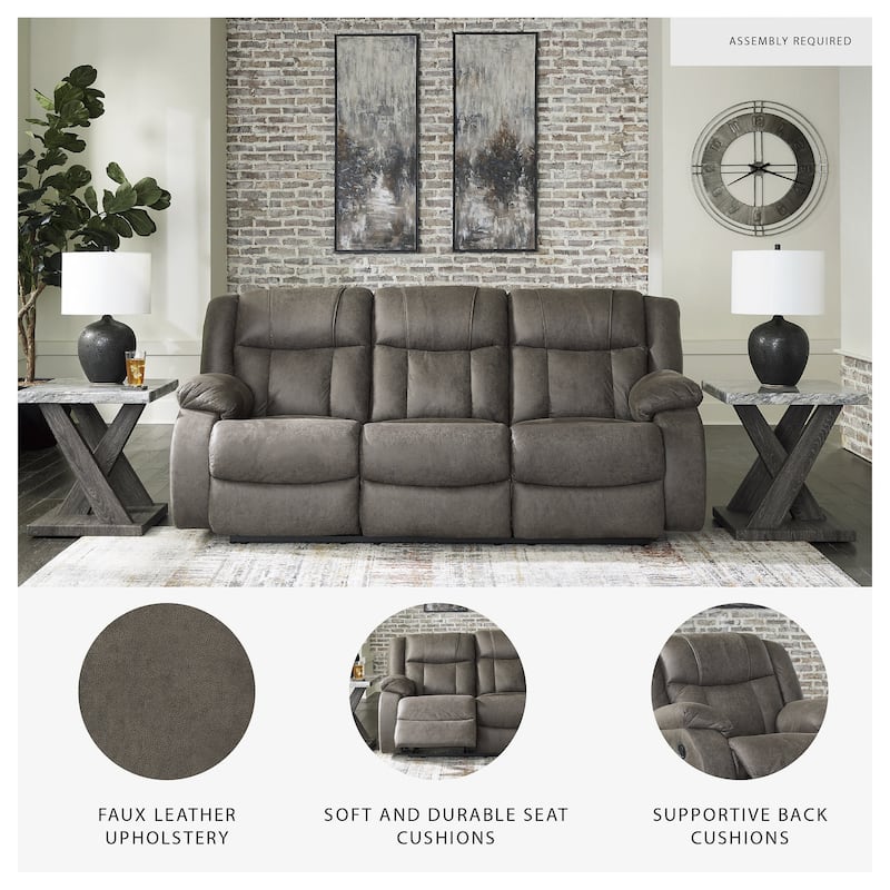 Signature Design by Ashley First Base Gunmetal Reclining Sofa - 86"W x 40"D x 41"H