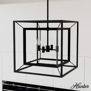 Hunter 18" Doherty 4-Light Chandelier - Entry, Kitchen Island, Dining Room - Industrial, Caged, Contemporary