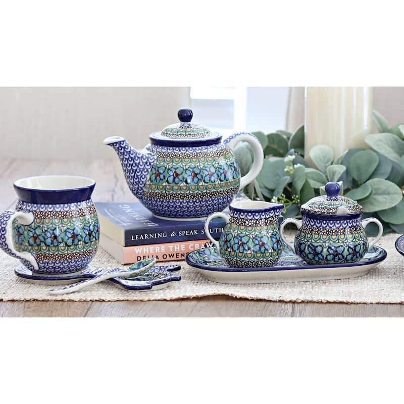 Blue Rose Polish Pottery 264 Ceramika Artystyczna Small Teapot