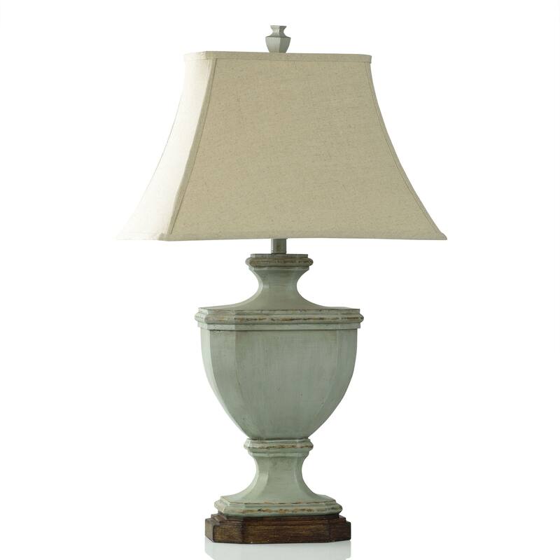 Oldsbury Blue Table Lamp - Farmhouse Style With Beige Shade - Antique Blue, Brown