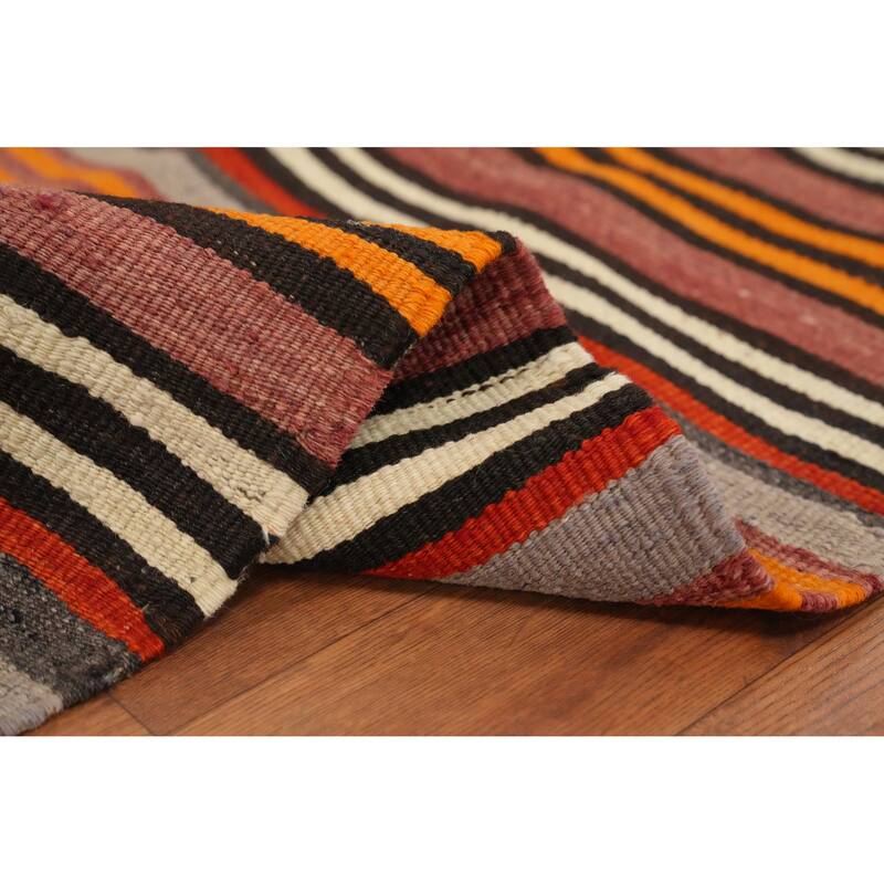 Hand Woven Oriental 100% Wool Carpet Southwestern Geometric Multi-Colored Kilim Area Rug - 10' 2'' X 5' 0''