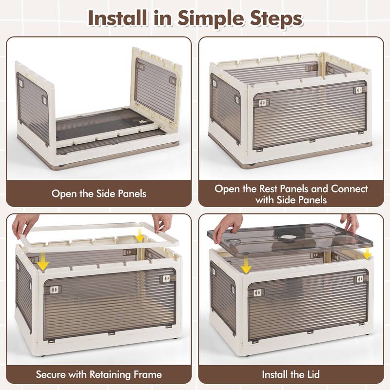 Gymax 3-Pack Stackable Storage Bins w/Lids 24 Gallon Collapsible