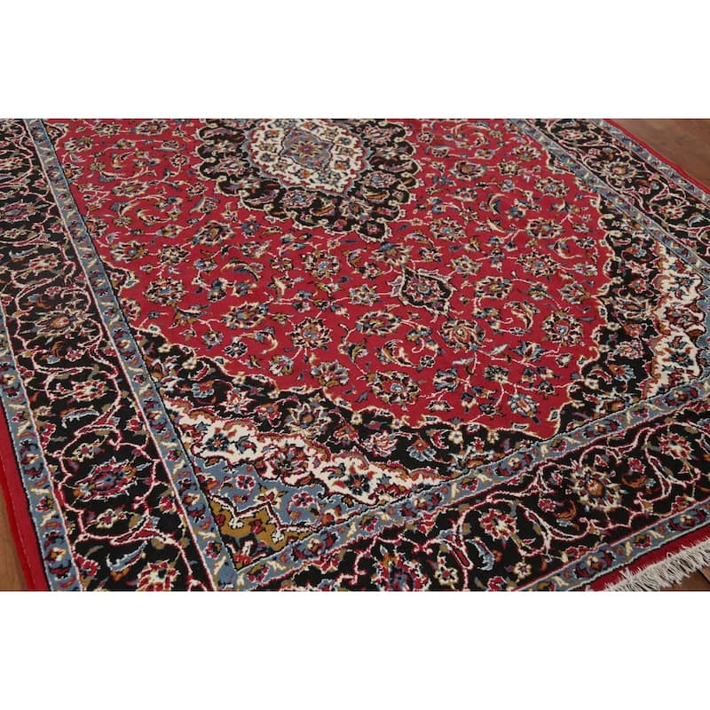 Traditional Floral Mashad Turkish Area Rug Red Machine Made Carpet - 6'5" x 9'9"