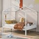 preview thumbnail 13 of 36, Full Size Wood House Bed with Storage Space and Roof Full - White