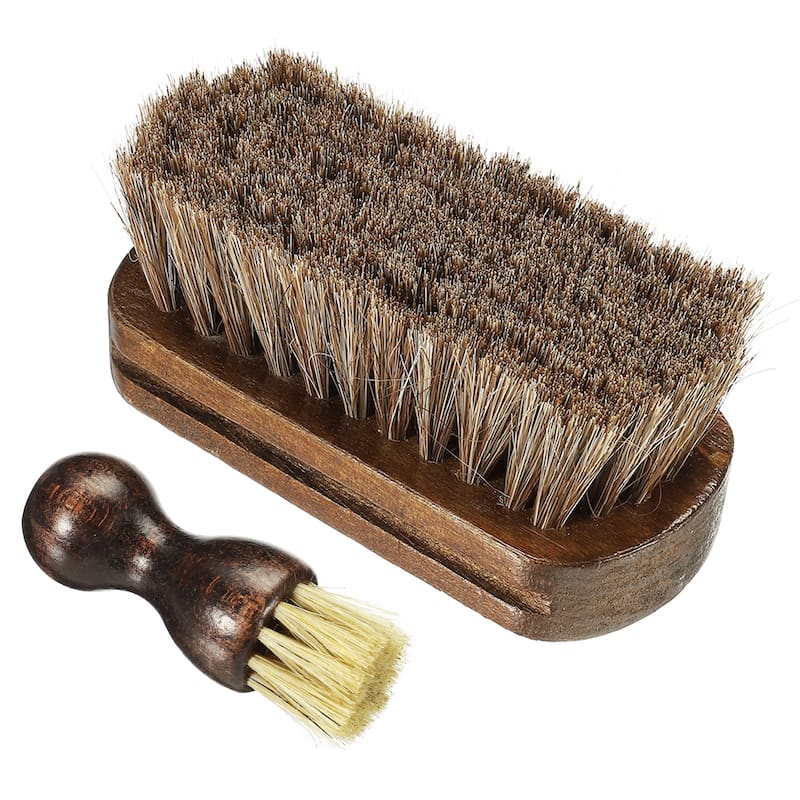 Horsehair Shoes Brush 2Pack Mini Polish Daubers for Leather Boots, Brown