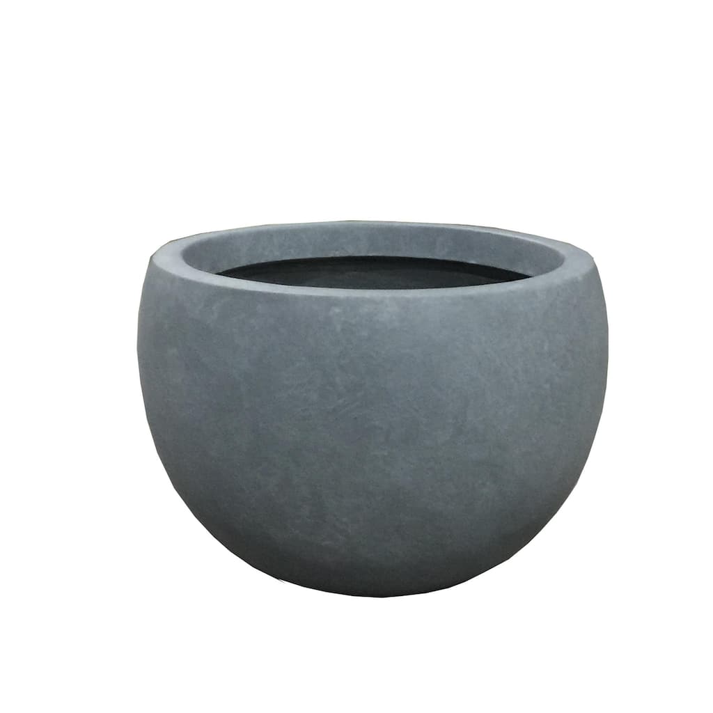 Kante 8 in. H Concrete and Fiberglass Round Bowl Planter, Outdoor Indoor Large Planters Pots with Drainage Hole