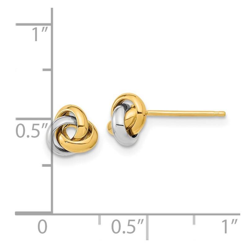 Curata 10k Two Tone Gold Polished Love Knot Post Earrings - 7x6.5mm