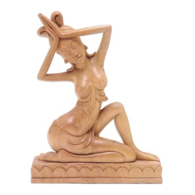 Novica Handmade Praying Lady Wood Sculpture