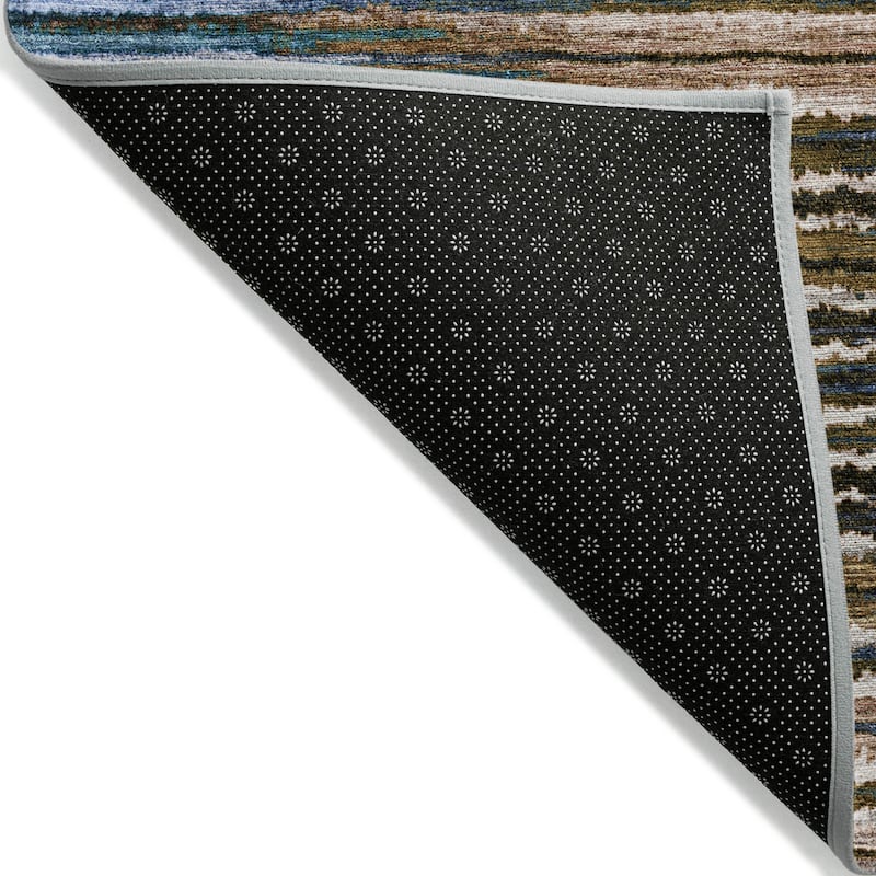 Machine Washable Indoor/ Outdoor Chantille Jagged Stripes Rug