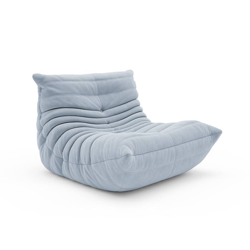 Suede Lazy Floor Accent Bean Bag Caterpillar Sofa for Living Room - Blue