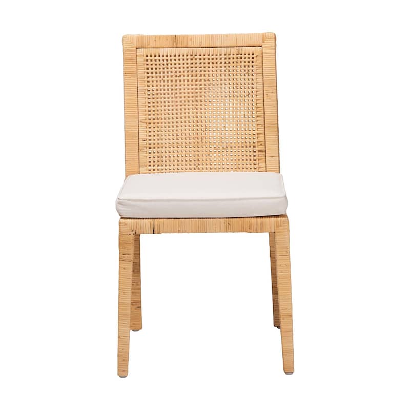 Sofia Modern Natural Finished Wood and Rattan Dining Chair