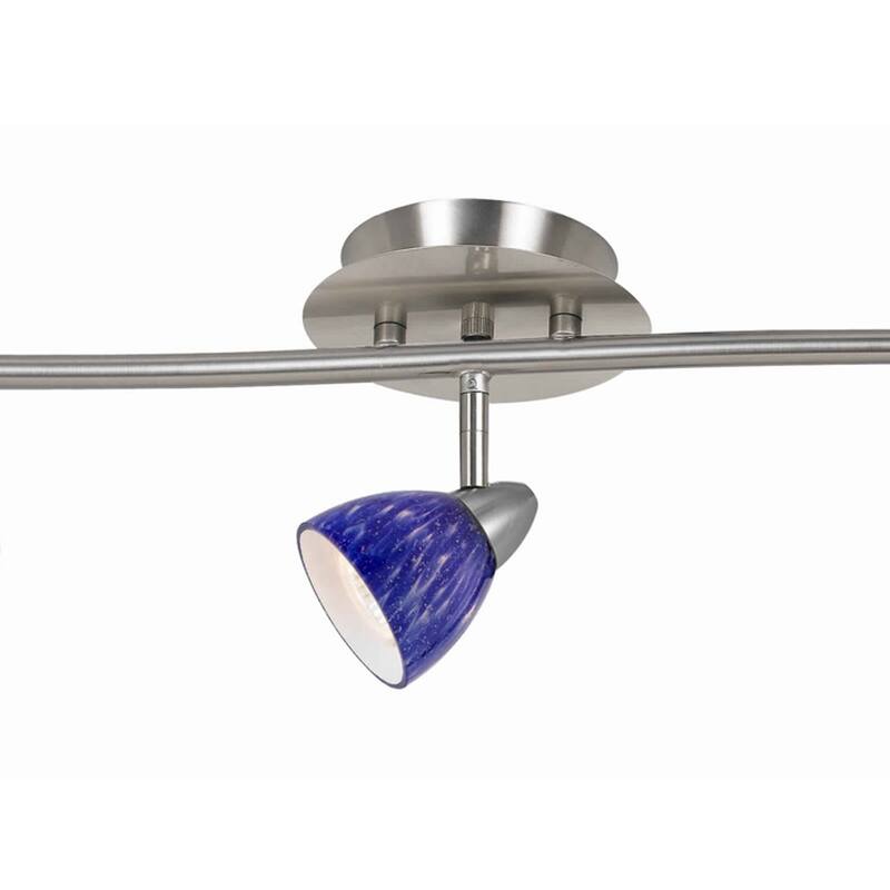5 Light 120V Metal Track Light Fixture with Textured Shade, Silver and Blue