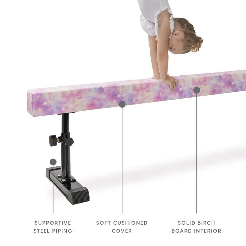 Milliard Patented Adjustable Balance Beam, High and Low (7'7") Floor Beam Suede Gymnastics Competition Style Training with Legs
