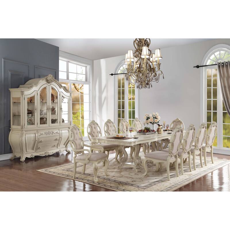 Brocke Antique White Dining Table with Extension Leaf