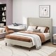 preview thumbnail 2 of 6, Queen Upholstered Bed Frame with High Headboard and Wooden Slats No Box Spring Needed Easy Assembly