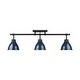 preview thumbnail 1 of 2, Yep by Golden Lighting Duncan 3-light Semi-Flush Mount in Matte Black and Navy Blue shade - Matte Black - 3-Light Semi-flush