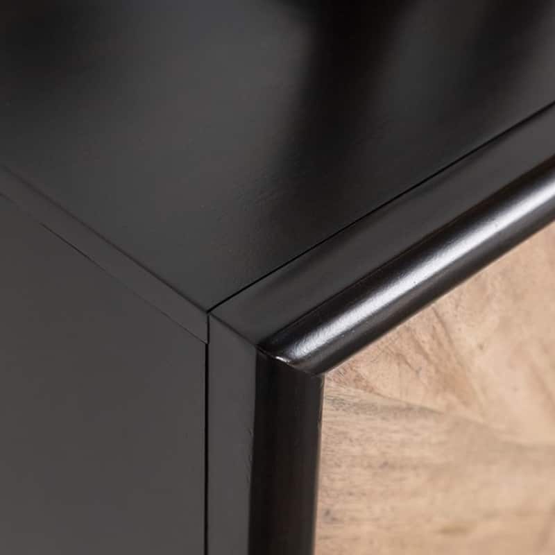 Lucas Sideboard Buffet Console, 4 Doors, Black Brown Wood, 72 Inch