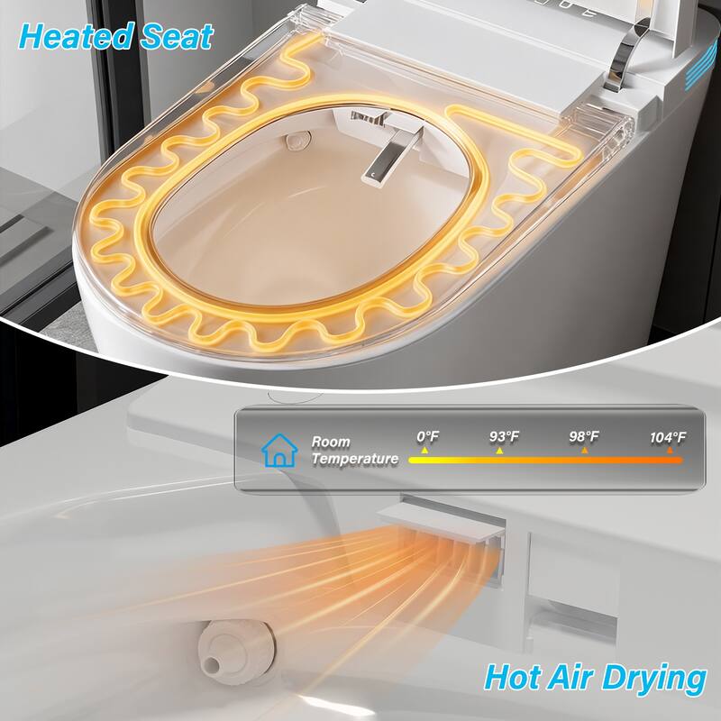 Smart Toilet with Auto Open Lid, Heated Seat & Bidet, One Piece Intelligent Toilet with Remote Control
