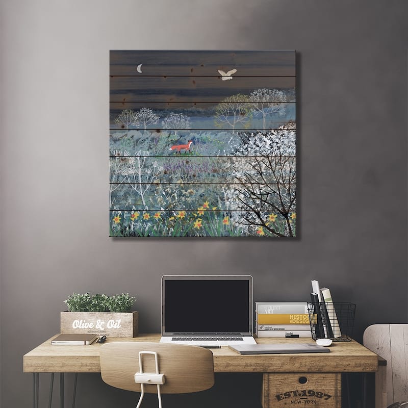 Spring Night Print On Wood by Jo Grundy - Multi-Color