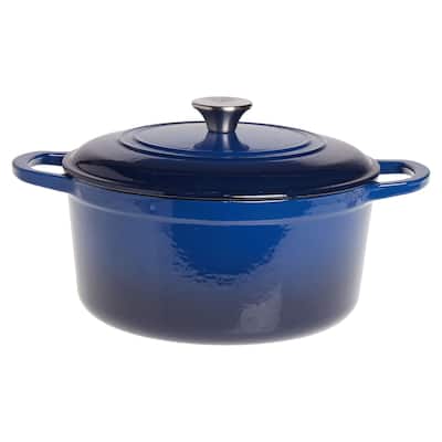 Our Table 6 Quart Enameled Cast Iron Dutch Oven With Lid In Cobalt