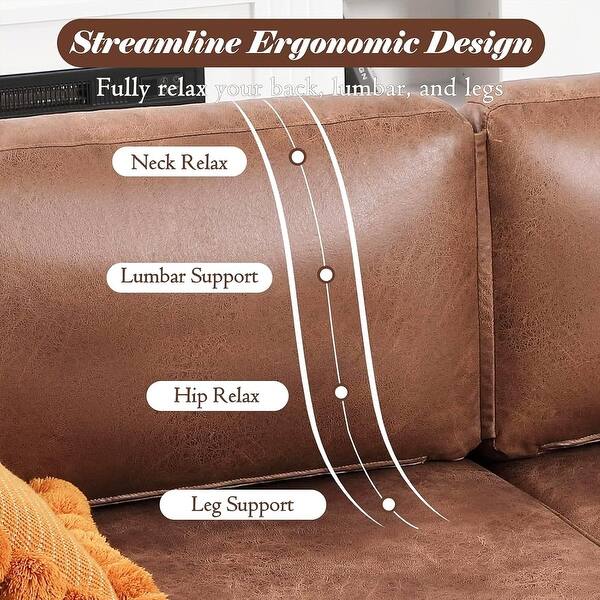 dimension image slide 2 of 7, AECOJOY 79" Faux Leather Couch for Living Room, Loveseat Small Sofa, Indoor Modern Sofa for Apartment Office