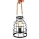preview thumbnail 6 of 7, Rustic Black Small Accent Uplight Table Lamp with Jute Rope Handle - 10.6"H