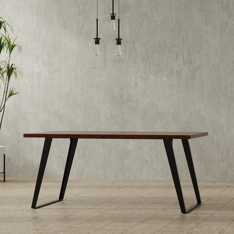 WyndenHall Mitchell 66 inch x 40 inch Rectangle Modern Industrial Dining Table - 66 inches wide - Walnut Veneer