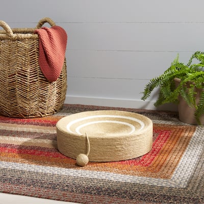 SAFAVIEH Home Natural Ivory 16"W x 16"L x 4"H Cat Scratch Toy Round Jute Bed - 16''W x 16''L x 4''H