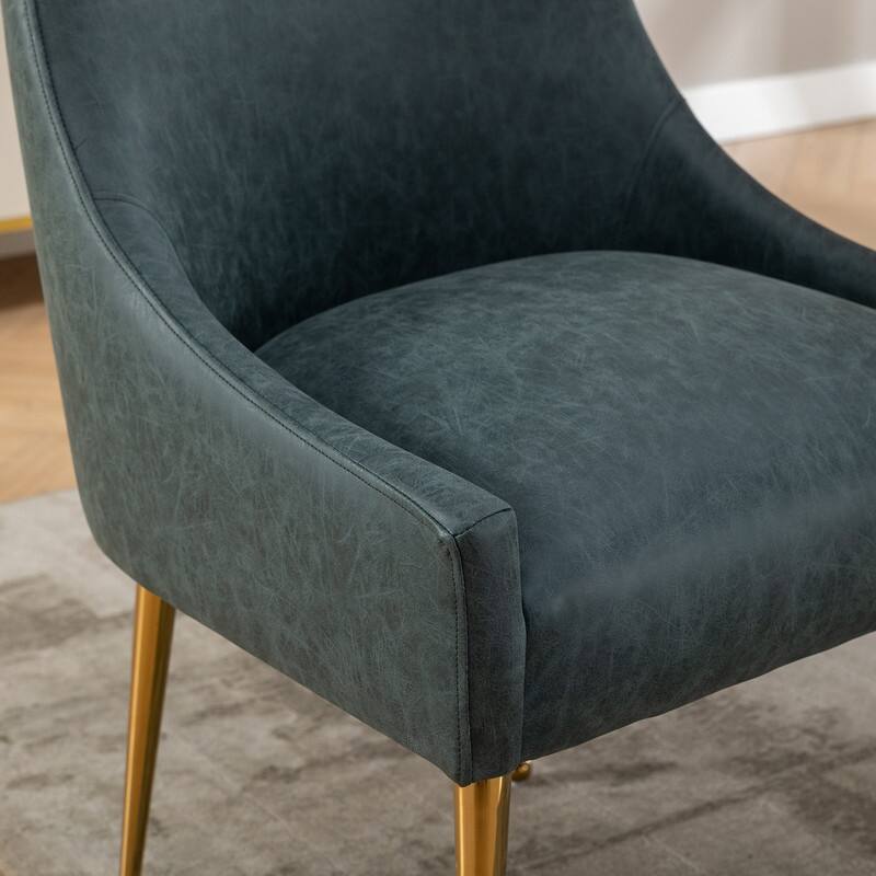 SEYNAR Modern Glam PU Leather Dining Chair or Vanity Chair Set of 2 with Rear Handle