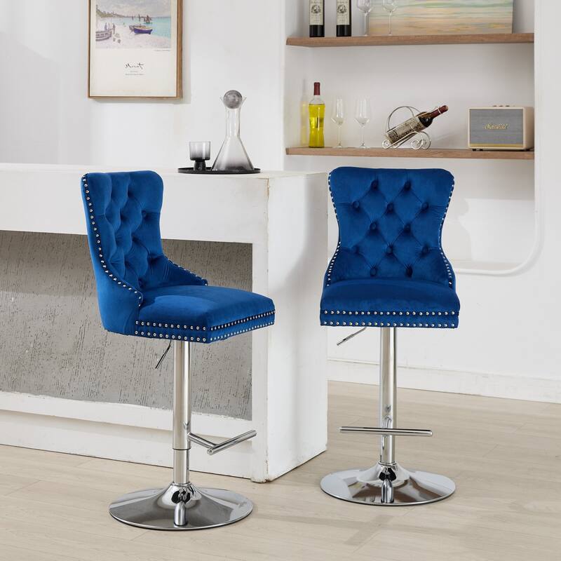 Upholstered Swivel Barstools Side Chair Set of 2