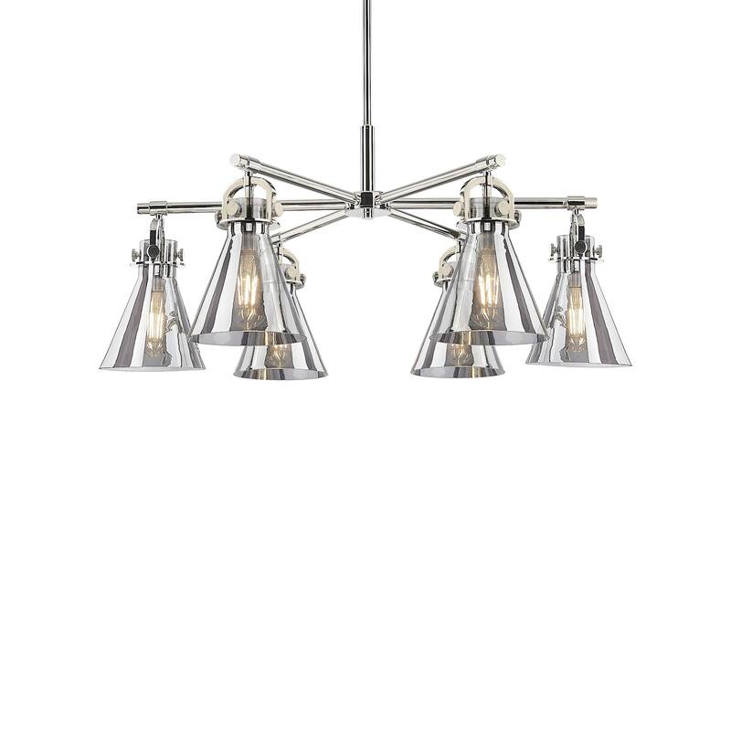 Innovations Lighting 410-6CR-16-26 Newton Cone Chandelier Newton Cone - Polished Nickel / Light Smoke