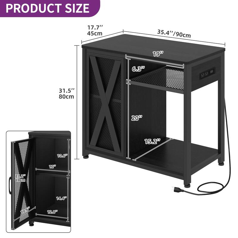 LED Aquarium Stand with Storage Cabinet and Power Outlets