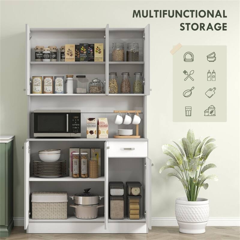 Particle Board Kitchen Pantry Cabinet with Drawer and Countertop - 39.8"W x 15.4" D x 70.9"H