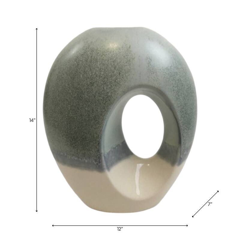 Earthenware Decorative Vase Modern Open Center Handmade Organic Shape