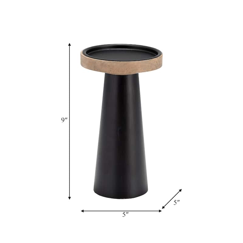 Sagebrook Home Wooden Flat Candle Holder Stand