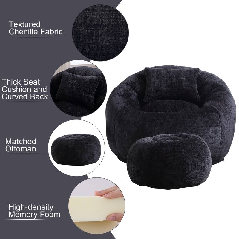 Bean Bag Chairs With Ottoman for Living Room
