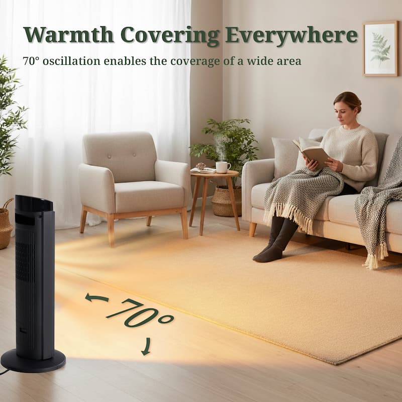 Space Heater, Electric Heaters with Thermostat and Remote, 12H Timer, 1500W PTC Ceramic Fast Safety Heat for Office Bedroom Home