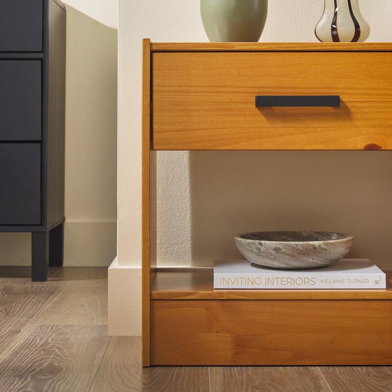 Walker Edison Modern Easy Assembly 1-Drawer Solid Wood Nightstand