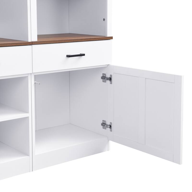 108.2" Media Wall Unit - Two-Tone Walnut/Black, Wine Racks and 4 Cable Holes