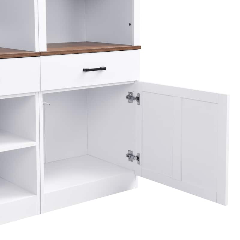 4-Piece Entertainment Wall Unit Set with Bookshelf, TV Stand with Adjustable Shelves, Large Media Console with Wine Rack
