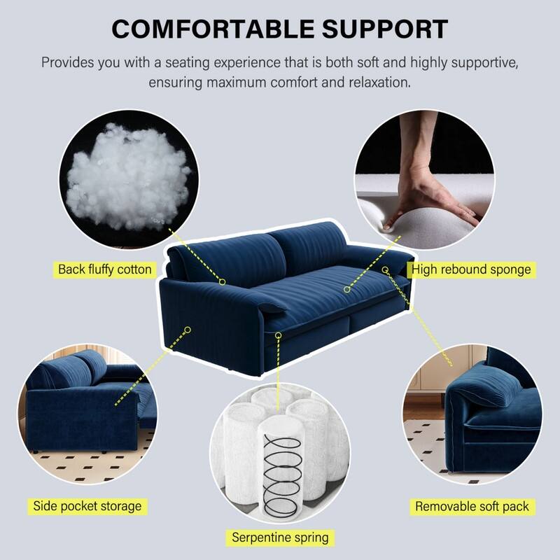 66" Queen Pull Out Sofa Bed, 3-in-1 Convertible Sleeper Sofa with Side Storage