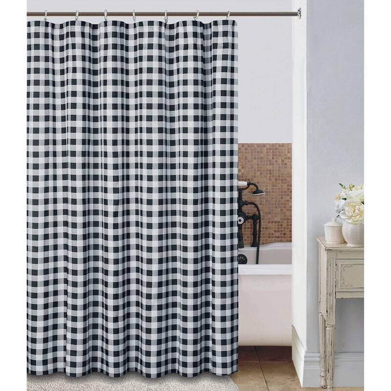 Textured Fabric Shower Curtains 72" X 72", Black & Grey Printed