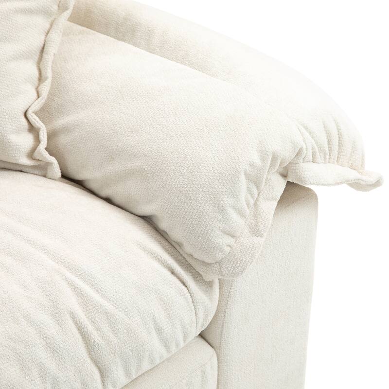 Luxurious 84" Chenille Fabric Recliner Sofa with Memory Foam and 2 Throw Pillows for Small Spaces