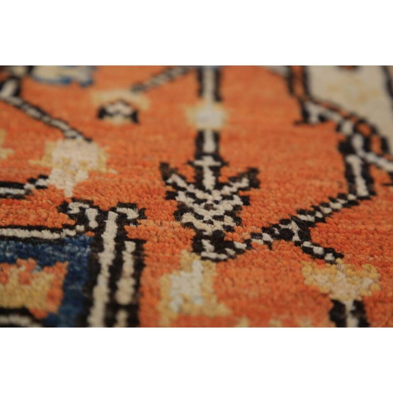 Vegetable Dye Medallion Heriz Serapi Oriental Rug Handmade Wool Carpet - 3'1"x 4'6"